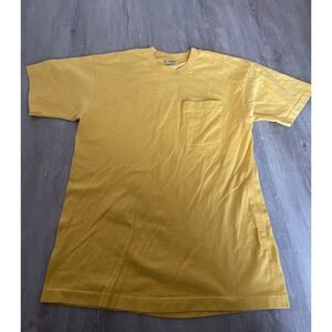 TREND BASICS - Vtg 90s Yellow Single Stitch Pocket T-Shirt, Mens Large